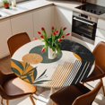 thumbnail image 2 of Boho Modern Art Plant Elastic Fitted Round Table Cover Abstract Geometric Art Waterproof Outdoor Tablecloth for Holiday Party, Picnic, Patio & Dining Fits Tables Up to 36"-44", 2 of 8