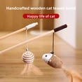 thumbnail image 2 of Cat Pet Toy Teaser Wand Long Rod Wooden Cat Teasing Tool Mouse Bell Kitten Feather Teaser Wand Set, 2 of 10