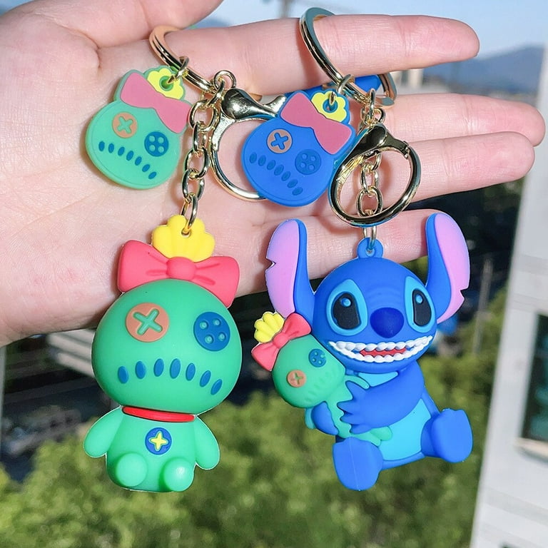 Disney Lilo & Stitch Toys Keychian Children Anime Stitch Pendant Doll  Keyring Kawaii Angel Keychians Cute