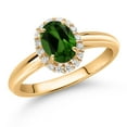 thumbnail image 2 of Gem Stone King 10K Yellow Gold Green Chrome Diopside and White Lab Grown Diamond Halo Engagement Ring for Women (0.83 Cttw, Gemstone, Oval 7X5MM, Size 8), 2 of 4