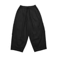 thumbnail image 4 of Conairie Women Linen Pants Straight Leg Elastic Waisted Casual Harem Pants With Drawstring Vacation Palazzo Trousers Outfits With Pockets Black L, 4 of 4
