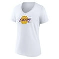 thumbnail image 2 of Women's White Los Angeles Lakers Logo V-Neck T-Shirt, 2 of 3