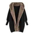 thumbnail image 1 of Women Solid Color Coat Warm Winter Overcoat Fluffy Jacket Button Down Overcoat Windproof Outer Coat Long Sleeve Cardigan, 1 of 6