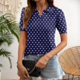 thumbnail image 2 of Trgacdwlo Polka Dot Womens Golf Polo Shirts Collared V Neck Short Sleeve Shirts for Women Summer Boho Retro Women Polo Shirt Navy S, 2 of 6