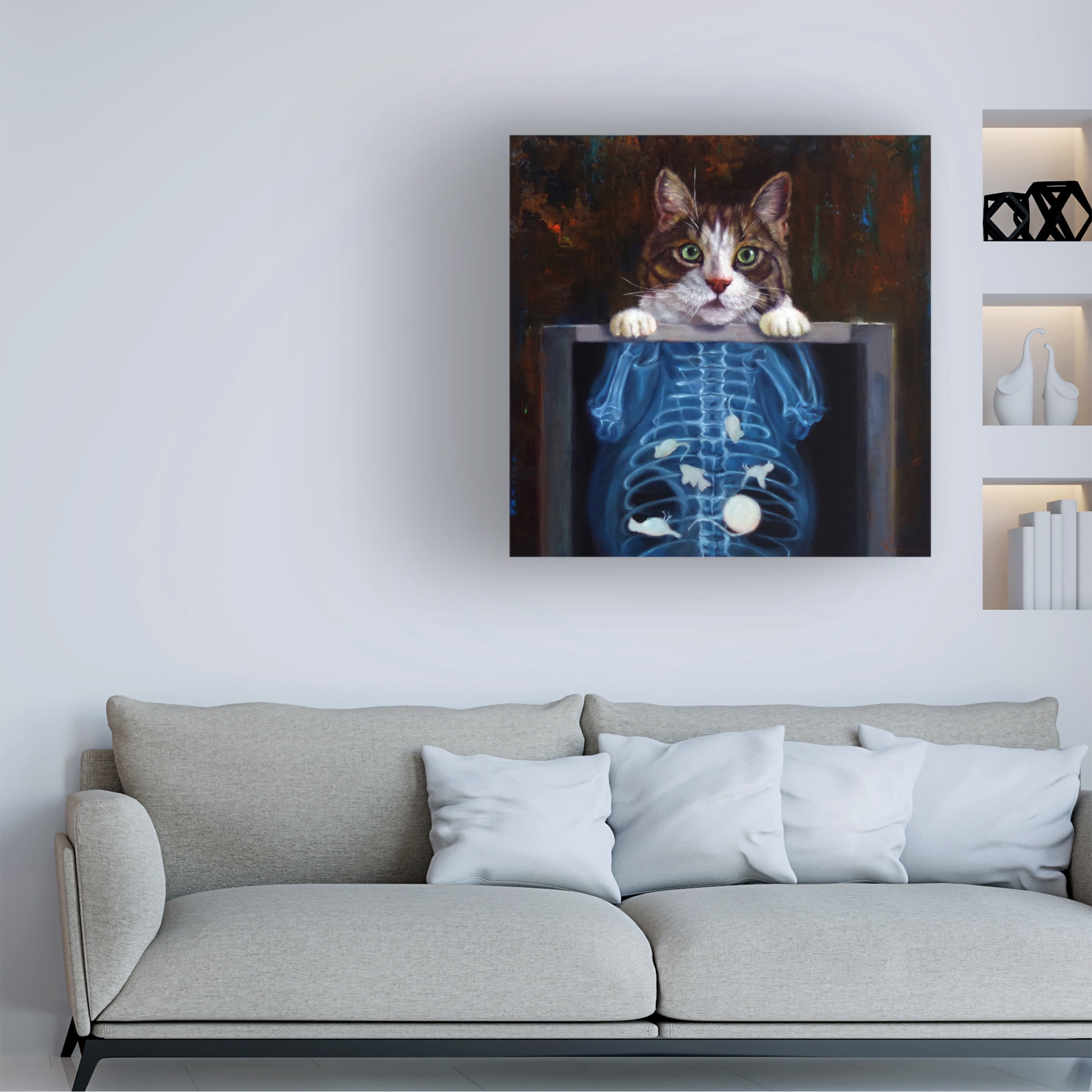 Canvas Wall Art - Lucia Heffernan 'Cat Scan' Wall Art for Living Room, Bedroom, or Office Décor by Trademark Fine Art - 14 x 14 Inches - 14x14