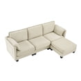 thumbnail image 4 of Hommoo 93-inch Cotton-Linen Velvet Texture L-shaped Sectional Sofa, 3 Seats Corner Sofa Set with Ottoman & Side Bag, Beige, 4 of 8
