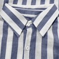 thumbnail image 5 of Women's Striped Button Down Shirt Long Sleeve Casual Blouse Cotton Linen Office Work Tops Loose Fit Fashion Outfit Spring Summer Dark Blue L, 5 of 7