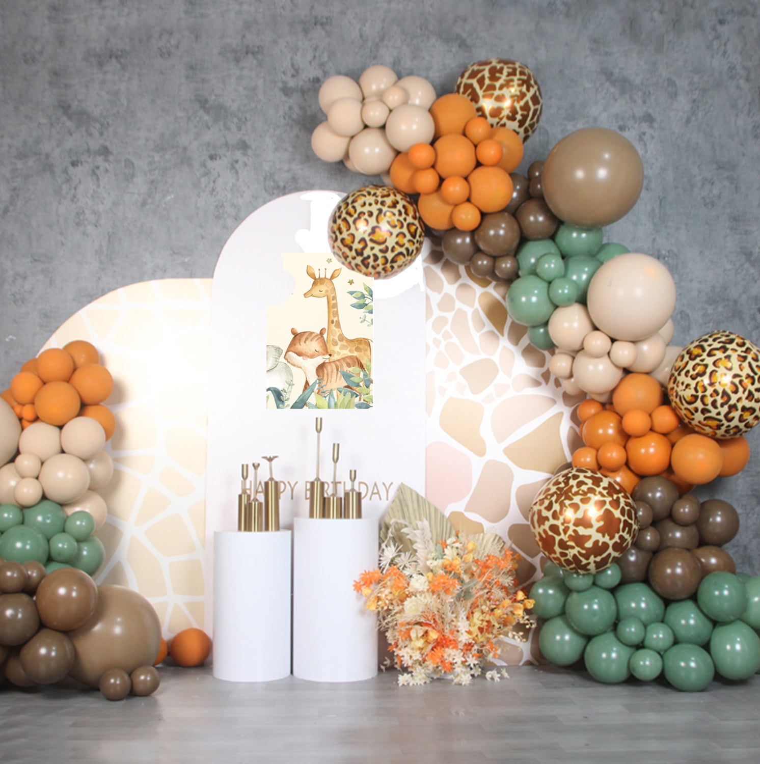 Finypa 109PCS Woodland Balloons Garland Arch Kit with Various Sizes Double-Stuffed Olive Green Coffee Brown Blush Balloons Jungle Safari Theme Party Baby Shower Wedding Thanksgiving Party Decorations