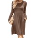 thumbnail image 1 of Vestido casual de manga larga con bolsillos para mujer Vestido suelto$ Vestido de manga larga con bolsillos y cuello redondo de color puro de otoño$ Vestido casual de manga larga con, 1 of 2