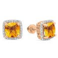 thumbnail image 1 of Dazzlingrock Collection 18K 7 MM Each Cushion Citrine & Round Diamond Ladies Square Frame Halo Stud Earrings, Rose Gold, 1 of 1