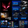 thumbnail image 3 of Xtreme PC Gaming AMD Radeon Vega Renoir Ryzen 7 5700G 16GB SSD 500GB Monitor Curvo 23.8 WIFI Black, 3 of 6