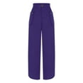 thumbnail image 4 of LLYwey s Capris Pants for Women Ladies Fall Solid Color Mid-Waist Double Button Casual Pants with Pocket New Full Length Pants Trousers Regular Fitted Purples L, 4 of 6