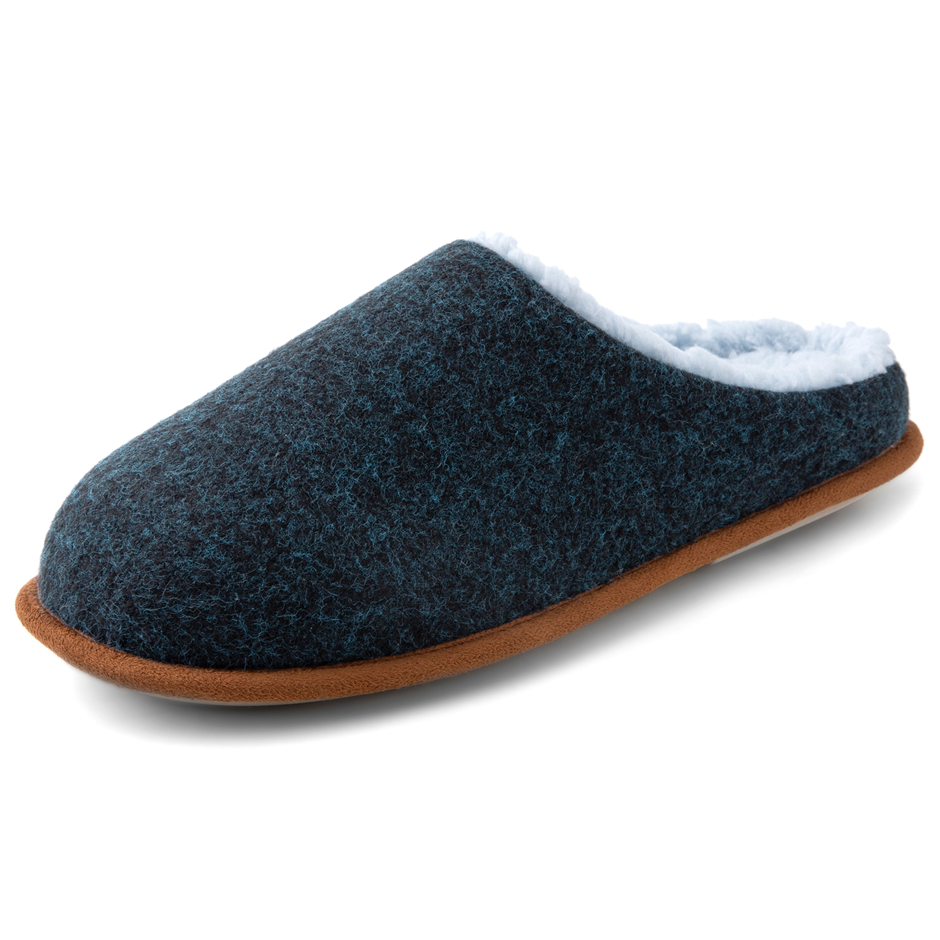 Mens Slip On Comfy Slippers with Fur Lined, Memory House Shoes with Felt Upper Machine Washable - Walmart.com