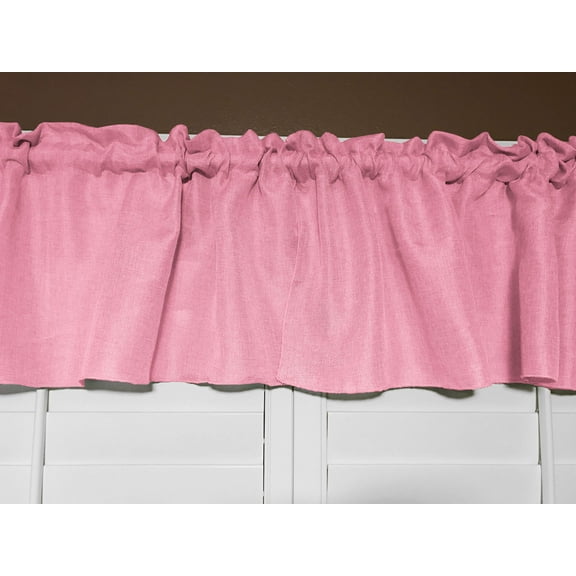 faux burlap window valance 58 wide pink
