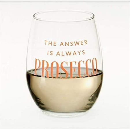 The Answer is Always Prosecco Wine Glass - Funny Wine Glasses Women Woman - Gifts for Best Friend Mom Sister or Girlfriend - 15 oz Stemless - Fun Cute Birthday Presents - Her Rose Sparkling (Best Gift For Sister On Her Birthday In India)
