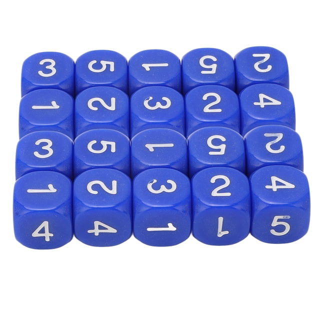 Juego de dados de plástico con diseño de esquinas redondas, 20 unidades, 6 lados, herramientas de enseñanza para juegos de mesa, color azul