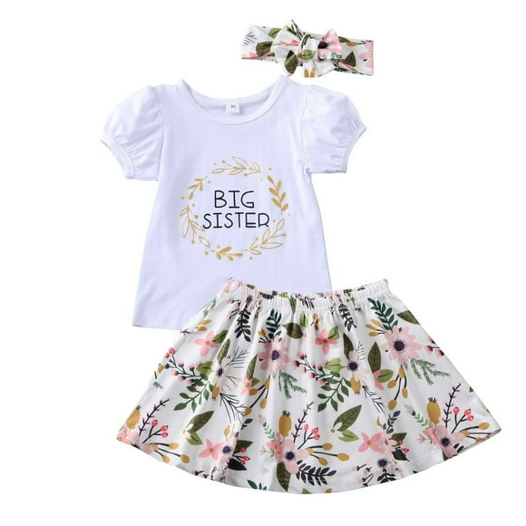 POINTERTECK Big Little Sister Matching Set Baby Girl Top Romper Floral Pants Outfit Clothes