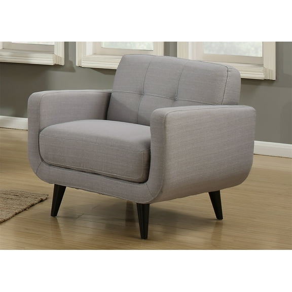 AC Pacific Upholstered Crystal Mid-Century Arm Chair, Gray