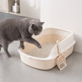 thumbnail image 5 of LOWLHOME Cat Litter Tray Semi Enclosed Cat Litter Box with Open Top Detachable Easy to Clean Litter Pan Indoor Cats Anti Splashing Pet Supplies Spacious, Beige, 5 of 7