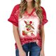 thumbnail image 1 of Camisetas de manga corta con cuello en V de alce de Navidad sueltas casuales para mujer Tops de mujer para hombre Pompotops hkajfhjk473169, 1 of 6
