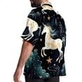 thumbnail image 3 of Starry Unicorn Men's Hawaiian Button Down Short Sleeve Casual Printed Summer Beach Unisex Shirt, 3 of 6