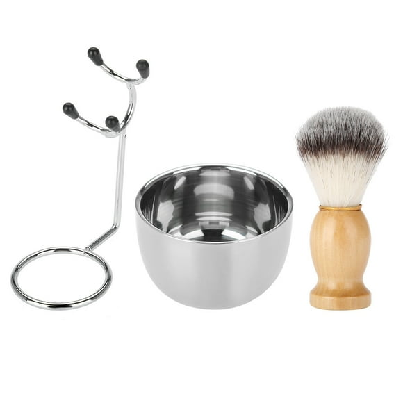 Cuenco de acero inoxidable NikouMX Juego de afeitado de barba Con brocha y soporte