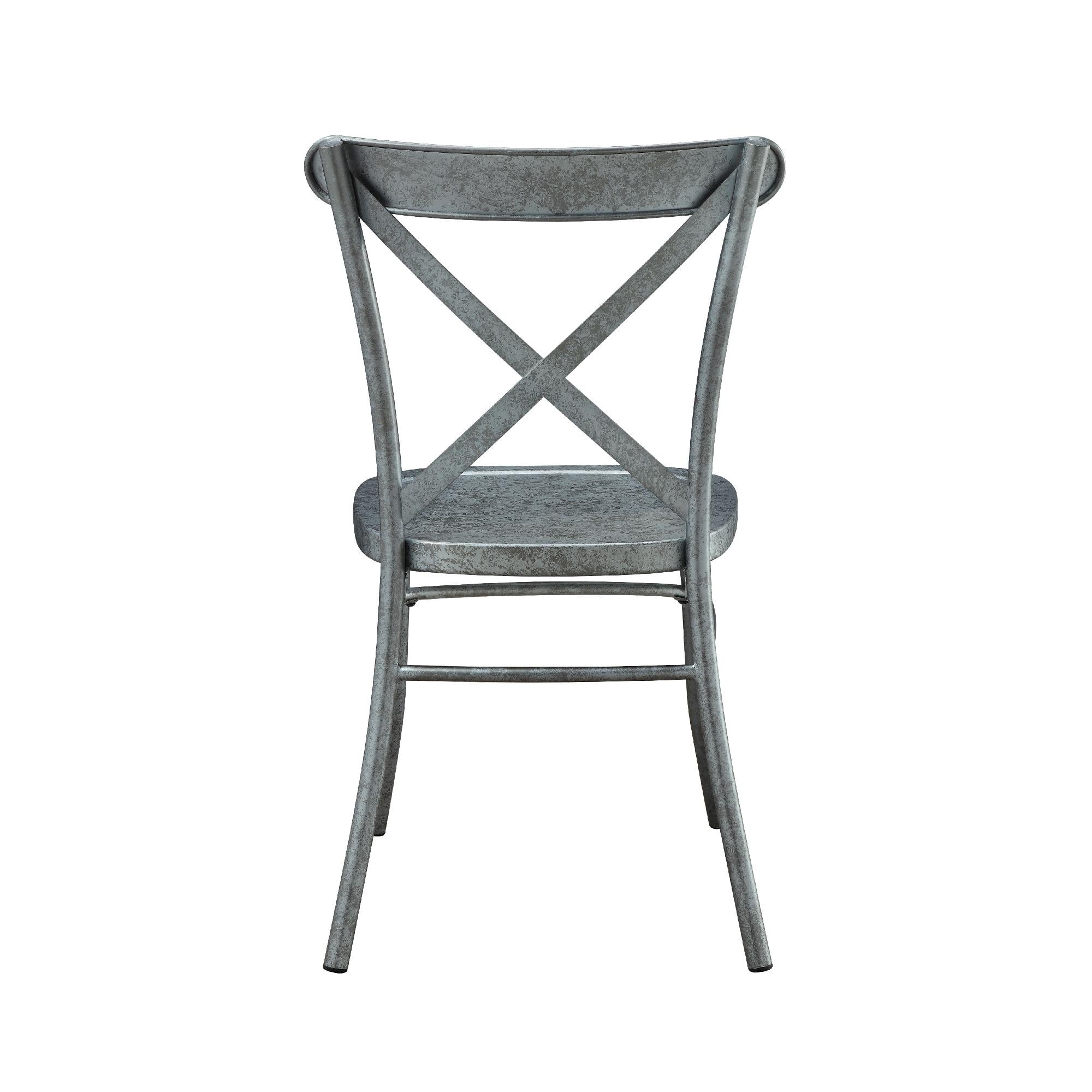 Better Homes and Gardens Collin Distressed Dining Chair, Set of 2, Silver Finish