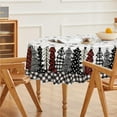 thumbnail image 4 of Christmas Tablecloth 60×84 Inch Oval, Christmas Trees Buffalo Plaid Black Washable Table Cover for Party Picnic Dinner Decor, 4 of 6