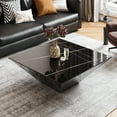 thumbnail image 5 of POVISON Modern Drum Coffee Table, Minimalist Trapezoid Sintered Stone Coffee Table, 39.37", Black, 5 of 9