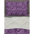thumbnail image 3 of Purple Paisley Comforter & Sham Bedding Set, Monochrome Design Graphic with Floral Motif Damask Print, 3 pcs Duvet Set Microfiber Filling Quilt, 5 Sizes, Purple Fuchsia, by Ambesonne, 3 of 4