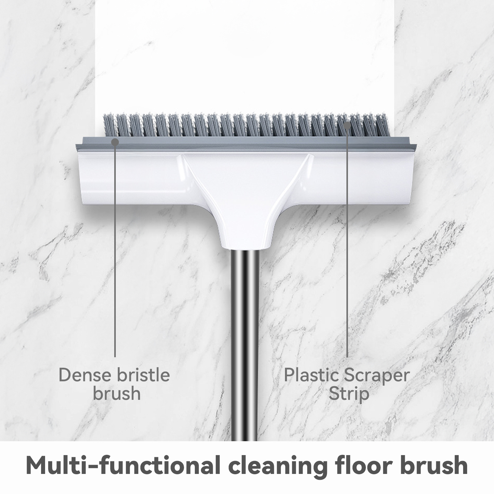 Fuvuan Floor Scrub Brush with Long Handle, 2-in-1 Squeegee photo 4