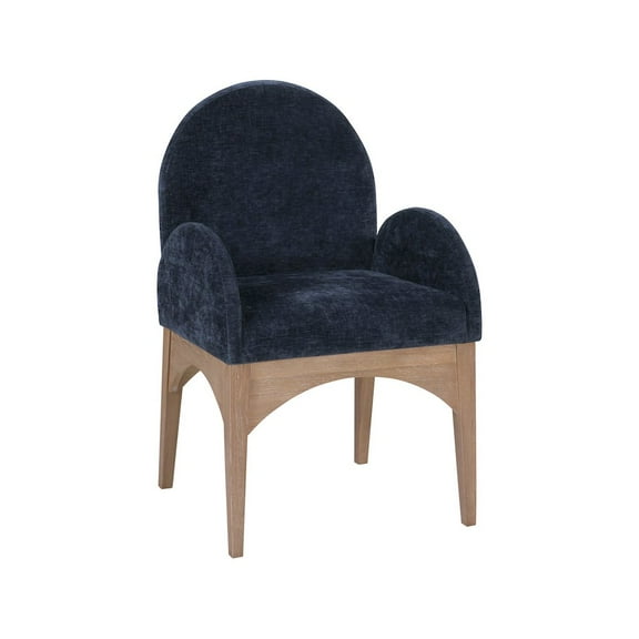 Meridian Furniture Waldorf Navy Chenille Fabric Dining Arm Chair