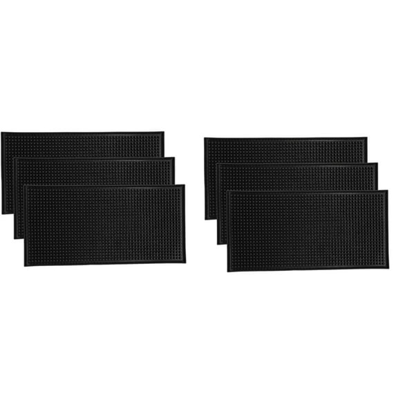 NEW 6 Pack Black Bar Mat Spill Glass Drying Cocktail Mixing Service for Counter Top(12inch(L) X 6inch(W))