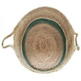 thumbnail image 6 of LR Home Woven Round Jute 17" Storage Basket with Handles, White/Teal Three Stripe, 6 of 8