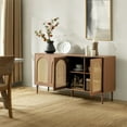 thumbnail image 4 of 63" Wooden 4 Rattan Arch Doors Sideboard Buffet Storage Cabinet Home Living Room Natural, 4 of 10