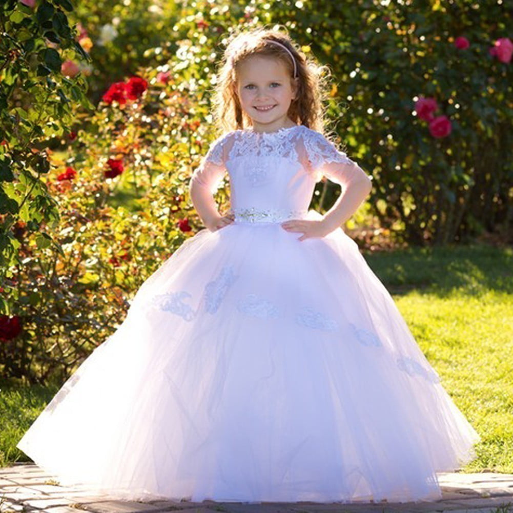 Big Girls White Pink Illusion Lace Trim Marilyn Junior Bridesmaid Dress 8-10 Big Girls White Pink Illusion Lace Trim Marilyn Junior Bridesmaid Dress 8-10
