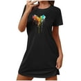 thumbnail image 2 of Mefallenssiah Chemise de Nuit Courte Surdimensionnée pour Femmes Mode Imprimé Poitrine Manches Courtes, 2 of 7