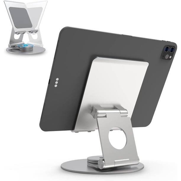 Soporte giratorio para iPad, soporte giratorio portátil de aluminio de 360 ° para tableta, soporte para iPad para escritorio, negocios, cocina, escritorio