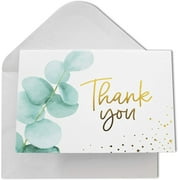 Wedding Thank You Cards with Envelopes | 48 Gold Foil Eucalyptus Thank You Cards | Baby Shower Thank You Cards Floral | Bridal Shower Card | Wedding Card Thank You Notes With Envelopes Set | 4x6 Inche
