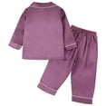 thumbnail image 6 of JeashCHAT Unisex Satin Pajama Set for Girls Boys Kids Toddler, Long Sleeve Button Down Sleepwear, 2 Piece Solid Color Nightwear Long Sleeve Top and Pants, 6 of 9