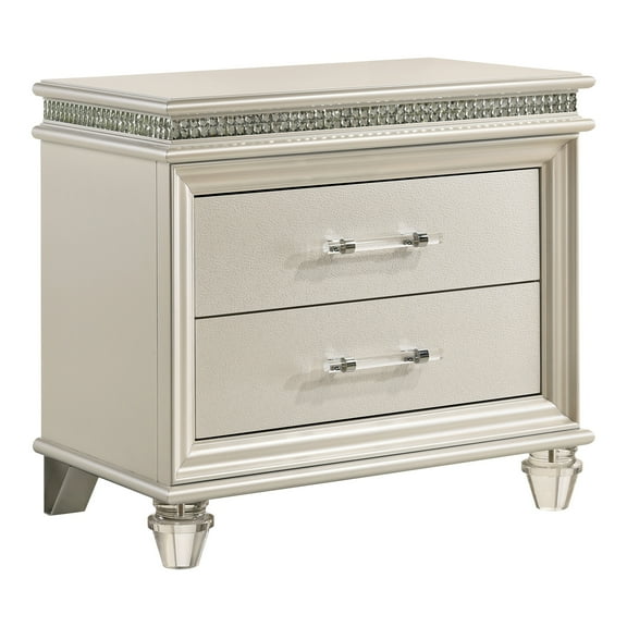 Furniture of America Elaina Adult Modern 2-Drawer Nightstand, Pearl White