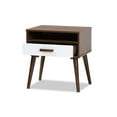 thumbnail image 2 of Baxton Studio Quinn Table d'Appoint en Bois à 1 Tiroir, Fini Blanc et Brun, 2 of 9