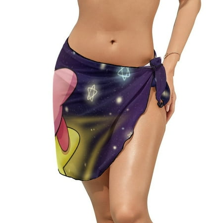 Galaxy Kirby Women s Short Sarong Beach Wrap Summer Sheer Bikini Chiffon Swimsuit Cover Up Skirt For Swimwear