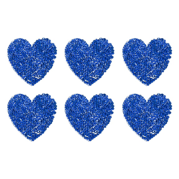 Uxcell 6 Pcs Heart Iron on Patches 5.5cm Sew on Patches for DIY Crafts Clothing Repairing Shoes Bag Hat Decoration, Blue