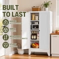 thumbnail image 3 of IKIMI 47"H Metal Storage Cabinet with 2 Doors and 3 Adjustable Shelves, Steel Pantry Storage Cabinet for Kitchen, Garage, Home Office, White, 3 of 10