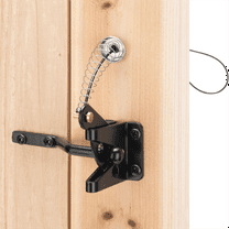 Self Locking Gate Latch for Wooden Fence Heavy Duty, Steel Spring Cable Pull String Gate Hardware Ga Metal