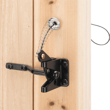 Self Locking Gate Latch for Wooden Fence Heavy Duty, Steel Spring Cable Pull String Gate Hardware Ga Metal