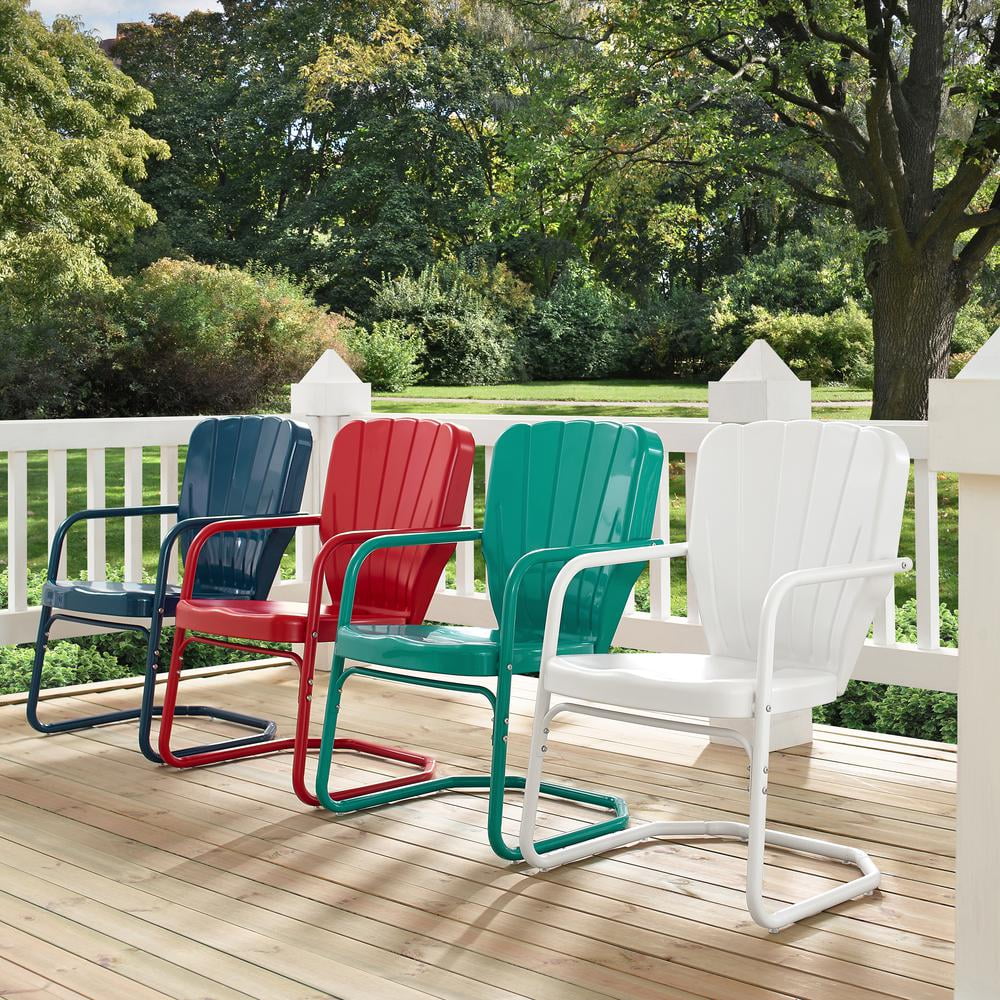 Crosley Furniture Ridgeland Metal Patio Chair in Turquoise (Set of 2)