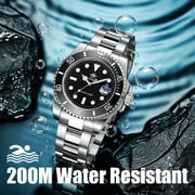 ADDIESDIVE Watches for Men Dive 200m Waterproof Mens Analog Quartz Watch BGW9 Luminous, Date Magnifier, Stainless Steel Bracelet