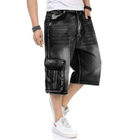 Men's Cargo Jeans Denim Shorts Casual Loose Style Short Pants | Walmart ...